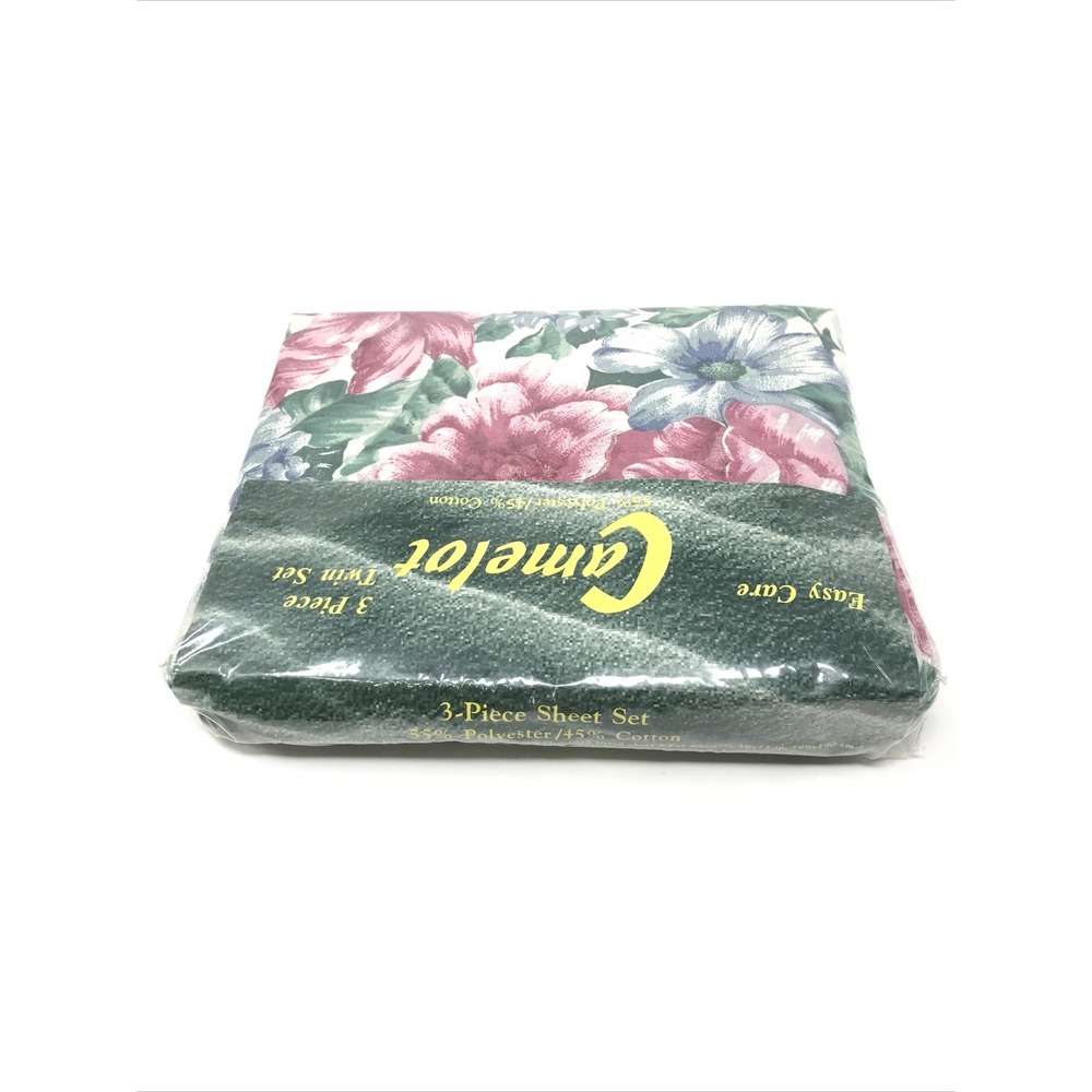 Vintage Camelot 3 Piece Twin Bedding Sheet Set Floral Cotton Blend - Picture 3 of 8